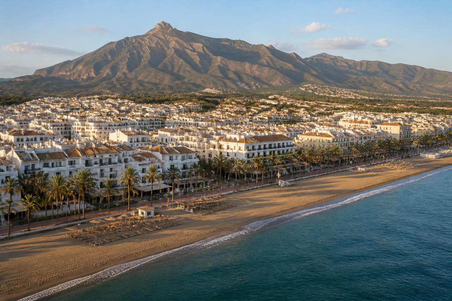 Marbella coastline with La Concha mountain, Costa del Sol, Spain