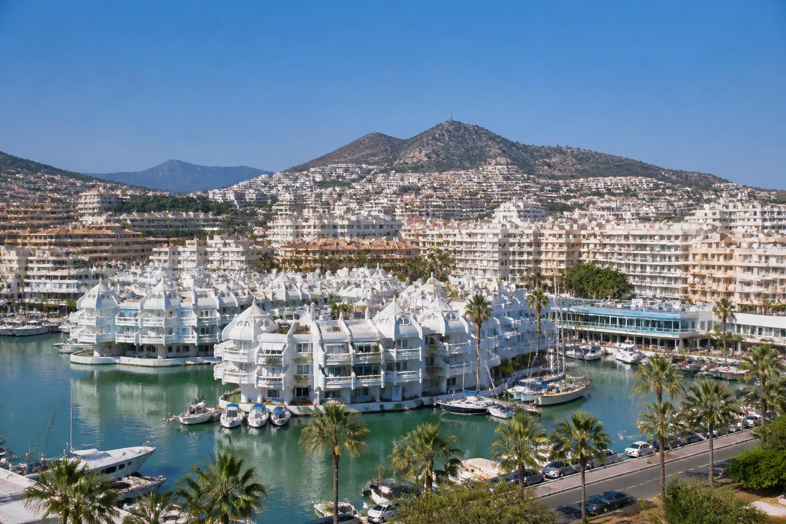 Benalmádena coastline and Puerto Marina on the Costa del Sol